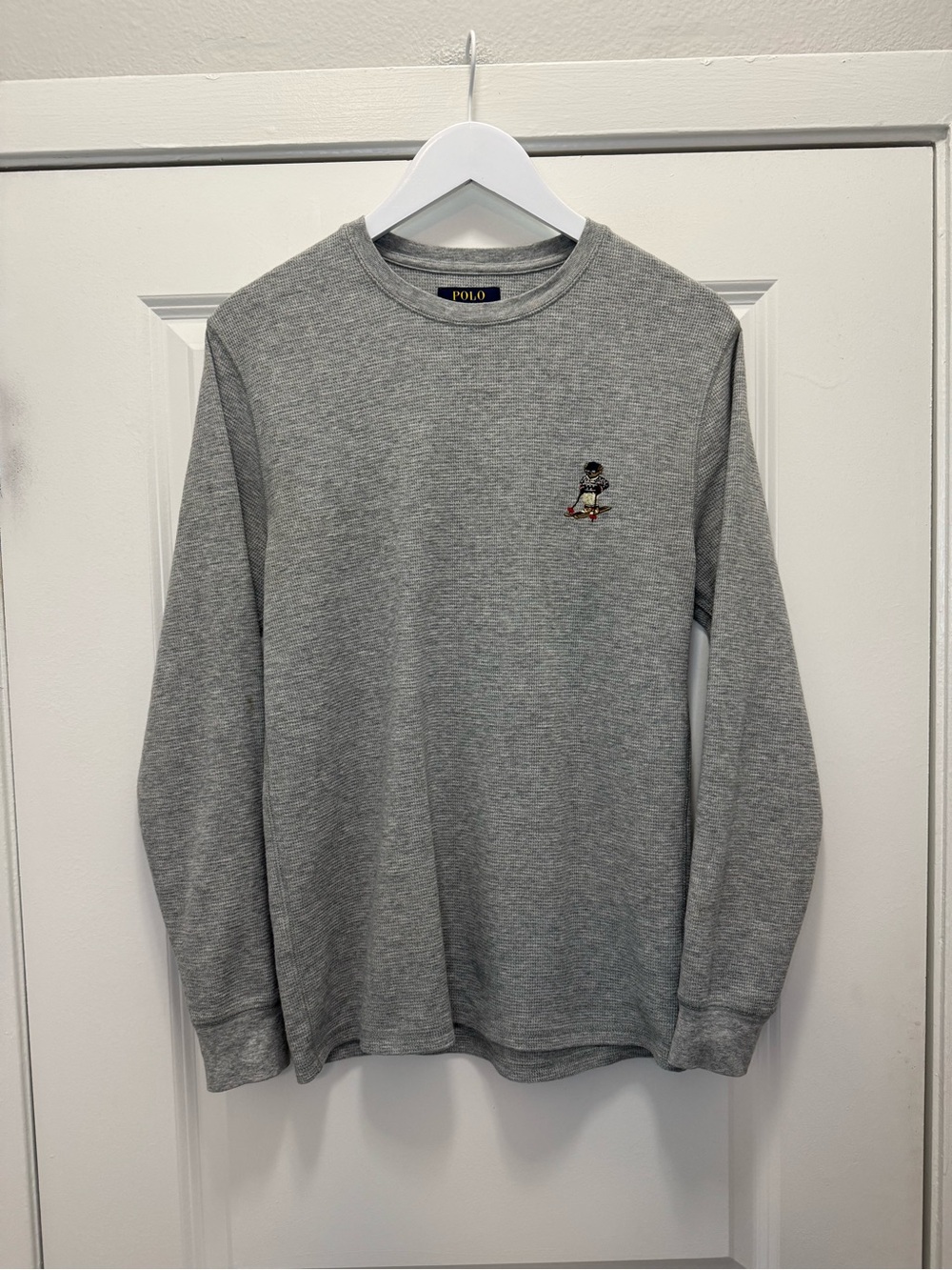 Polo Ralph Lauren Long Sleeve Polo Bear Shirt Gray Thermal Sleepwear